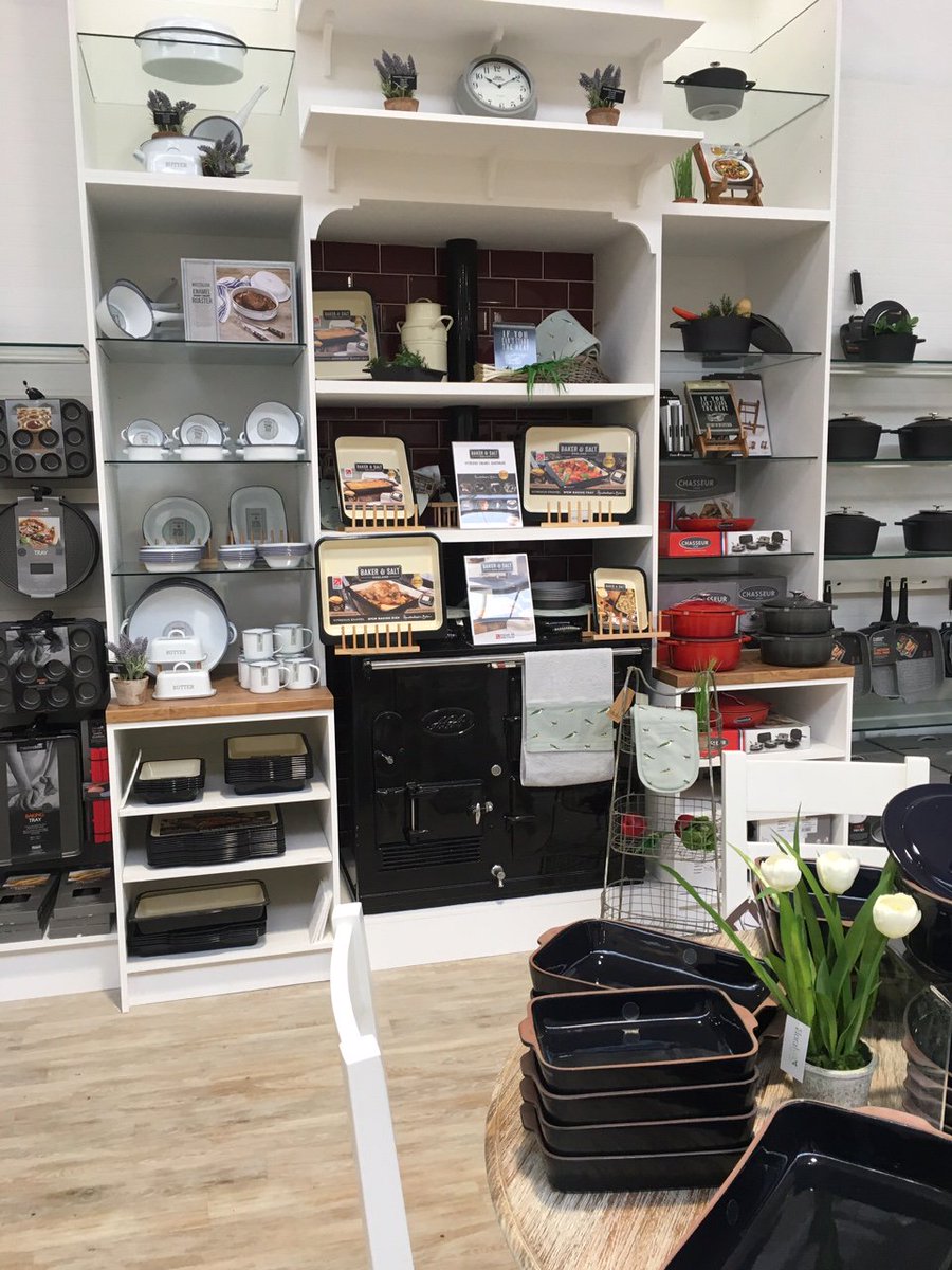 A beautiful display <a href="/GardenCentre/">Blue Diamond Garden Centres</a> Nottingham of our <a href="/BakerandSalt/">Baker&Salt</a>  two tone Enamel #bakeware. Our #oven to #tableware range looks amazing with <a href="/AGA_Official/">AGA Official</a> - they perfectly complement each other!