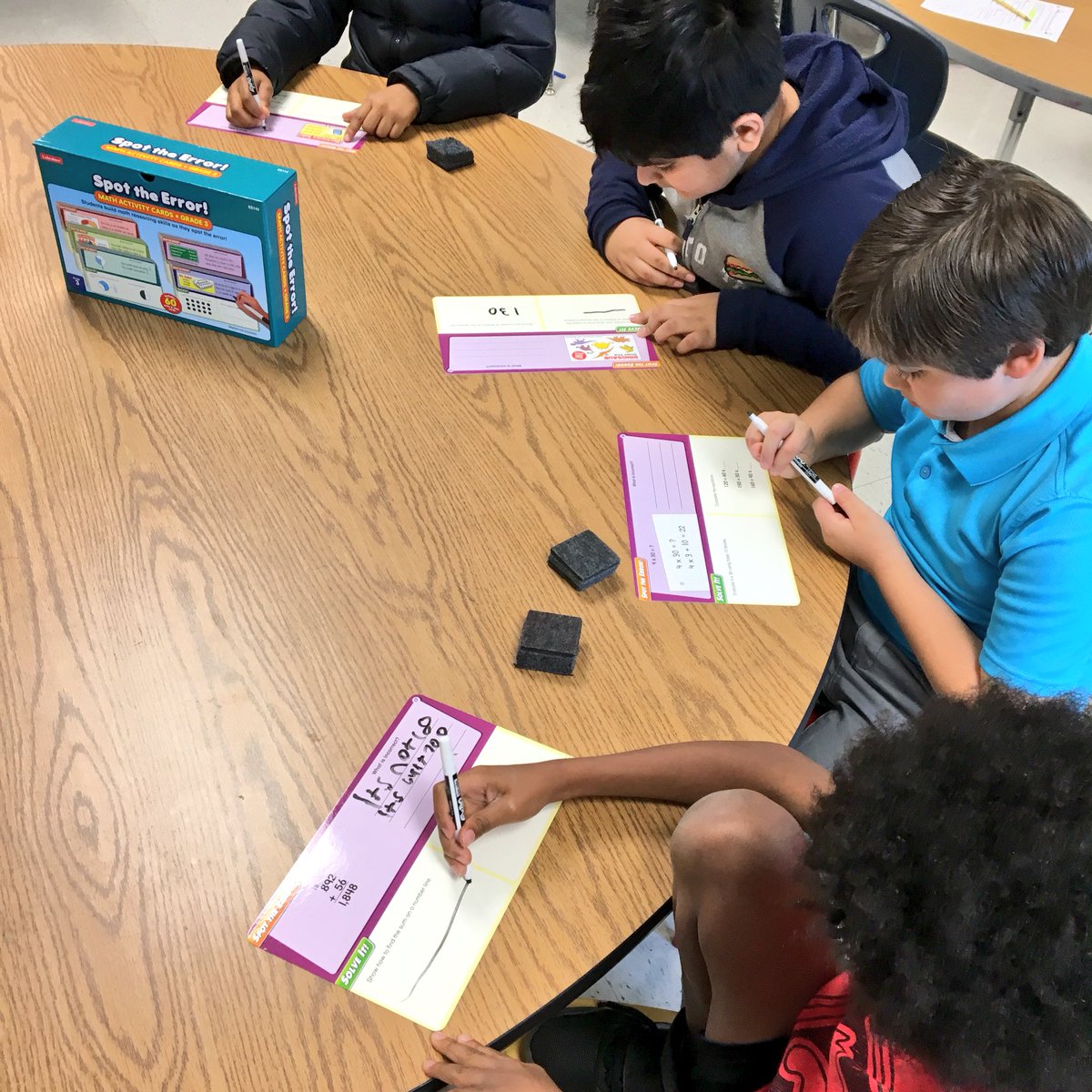 MrsWinklmann's tweet image. #winklmannswonders are using our new math activity cards to work on math reasoning in small group! @oceeotters #spottheerror