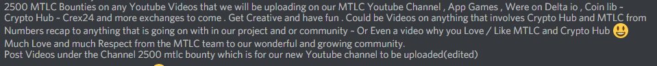 MagicCoin_MTLC's tweet photo. Join our Youtube Bounty..
Subscribe to our channel, submit/post your videos and get 2500 MTLC
see the attached image for more details.
https://t.co/tvcqA0MRiW

@magicleagues #MTLC #MagicCoin #cryptocurrency https://t.co/zvL3T3NCea