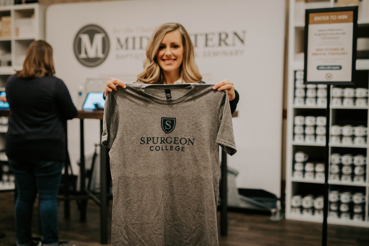 SpurgeonColl's tweet photo. To celebrate the announcement about the launch of Spurgeon College we are giving away a few of these shirts - which are the first Spurgeon College apparel ever made! Retweet and follow for a chance to win. #T4G18 https://t.co/SNvVvhwT0T