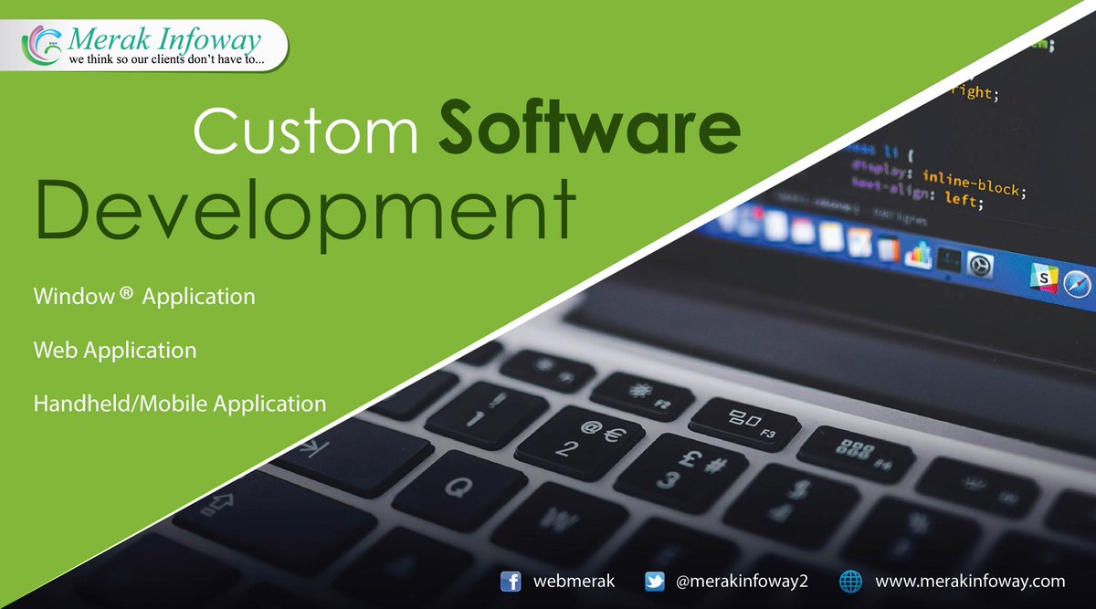 merakinfoway2's tweet photo. Want to increase your business opportunities with innovative #softwareproducts? We provide a full spectrum of #custom_software_development services to meet those challenges.
 To Know More Visit Us: https://t.co/j3g3lgfMoH
 #softwaredevelopment #Customesoftware #WindowsApplication https://t.co/KIfkGvHfSS