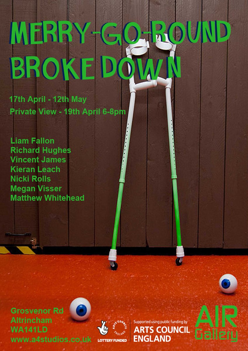AIRArtGallery's tweet photo. Kieran Leach is one of the artists featuring in our new show Merry-Go-Round Broke Down, opening 17th April. Private view on the 19th 6-8pm, not to be missed!
#MerryGoRoundBrokeDown #KieranLeach #AIRgallery #newshow #exhibition #toonculture #contemporary #openingsoon #altrincham https://t.co/2V9weBvRZm