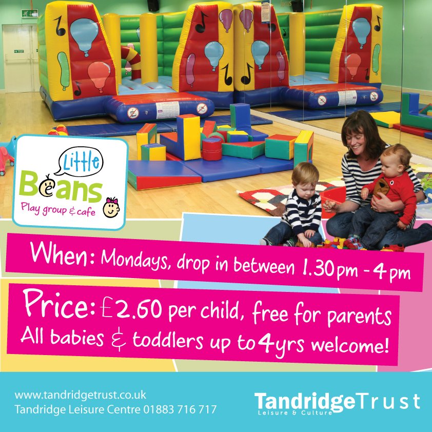 Don't forget to join us at Little Beans Play Cafe on Monday - there's plenty to keep your little ones entertained! 
Mondays, 1.30 - 4pm at Tandridge Leisure Centre ht.ly/TYKP30fjLT2 
#kidsactivities #oxted