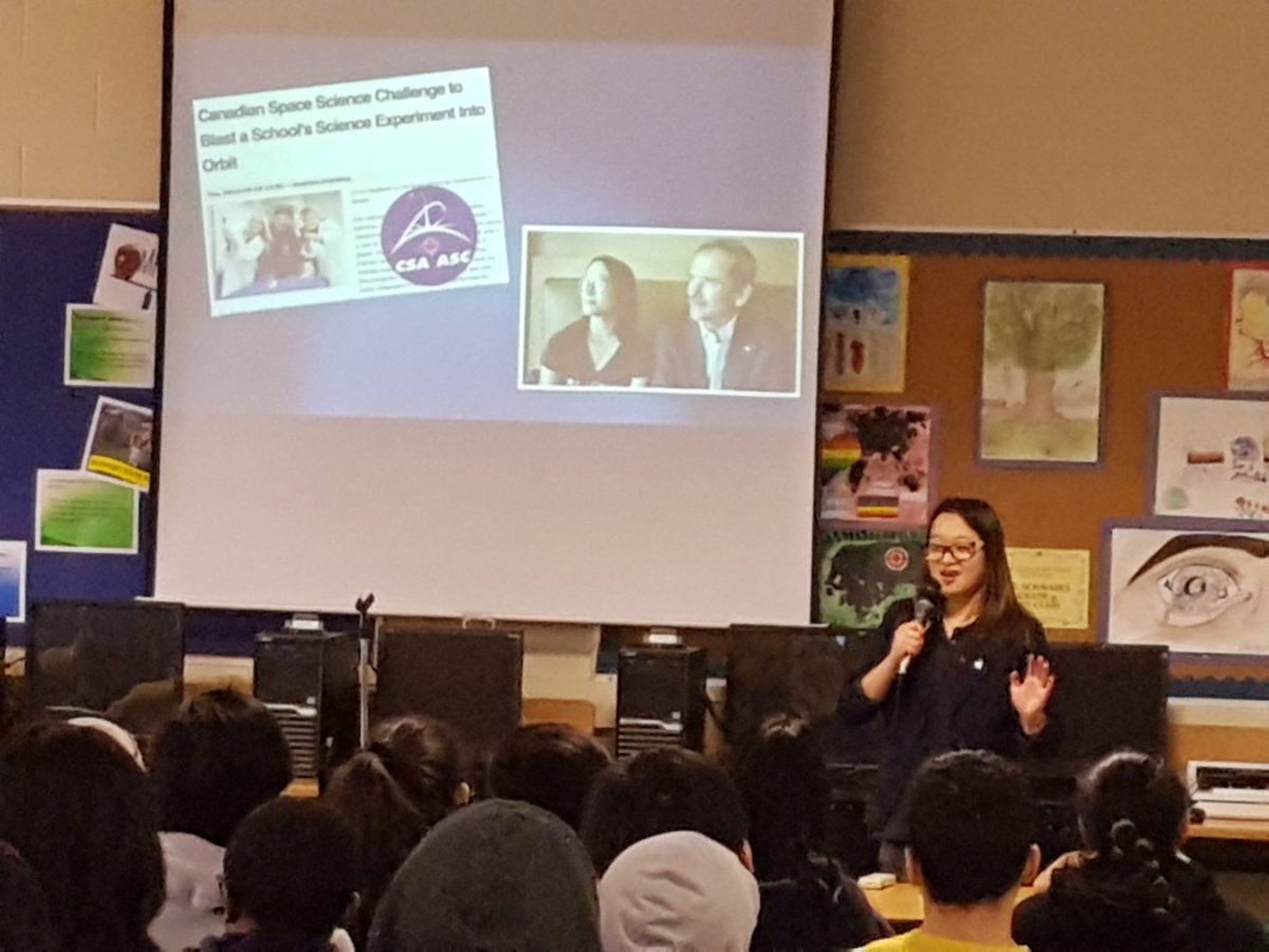 MrBell247's tweet photo. Linda Dao, a former MSS student, is speaking to our students about her experience working at NASA and the Canadian Space Agency. https://t.co/SRCmhzEby6