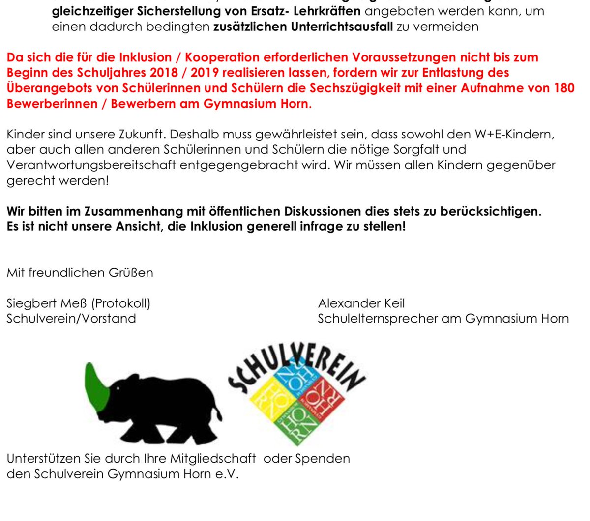 christian füller on Twitter "Erklärung der Eltern des Gymnasiums Horn