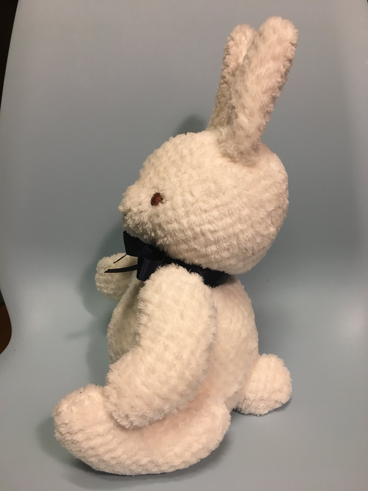 ふるえるとり うさぎのぬいぐるみ完成 ダイソーのブランケット1枚から型紙なしで適当に切り出し ミシン1時間 仕上げに2時間くらい 顔は刺繍 ジョイント入れてるので稼働する 座らせて縦30cmくらいで大きめ ハンドメイド T Co Ogp2pmq54u