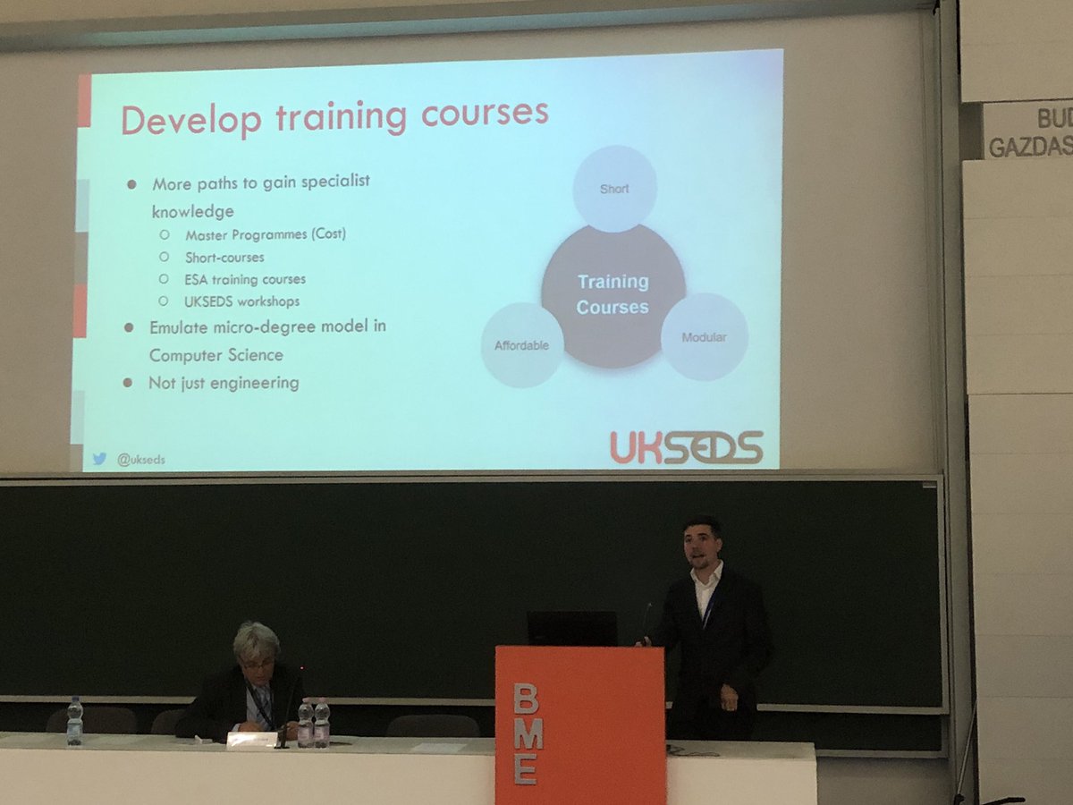 SpaceCareersUK's tweet photo. With the current university fees set up in the UK, specialist masters courses are very expensive. Particularly for students who are coming out of university with >£40k of debt. We are advocating the development of small, short, low cost, specialist training courses. #ssea2018 https://t.co/n2ha8Tb1Pd