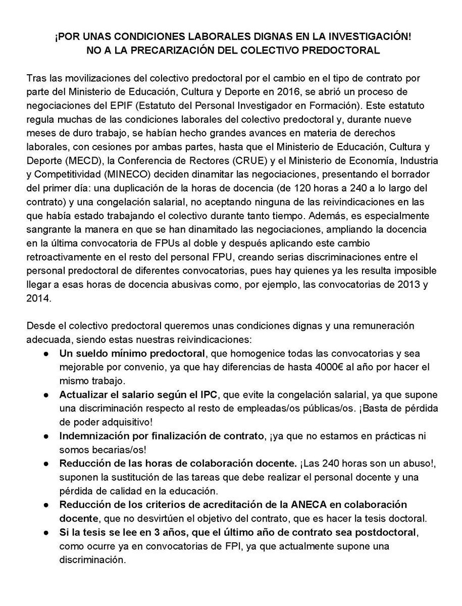 podemosciencia's tweet photo. Queremos dar difusión al manifiesto por una #InvestigaciónDigna y un #EPIFconDerechos redactado por los compañeros de @DPredoctoralGRX. El primer paso para tener un buen sistema científico es dignificar la profesión investigadora.
#DefiendeLaCiencia #SinCIENCIAnohayFUTURO https://t.co/2hDAuwAL7u