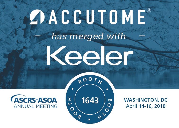 accutome's tweet photo. Accutome has merged with Keeler! For more info stop by Booth #1643 at ASCRS Washington DC, April 14-16th 2018.
https://t.co/b6fugiScH9 https://t.co/P7XGCCQfsH