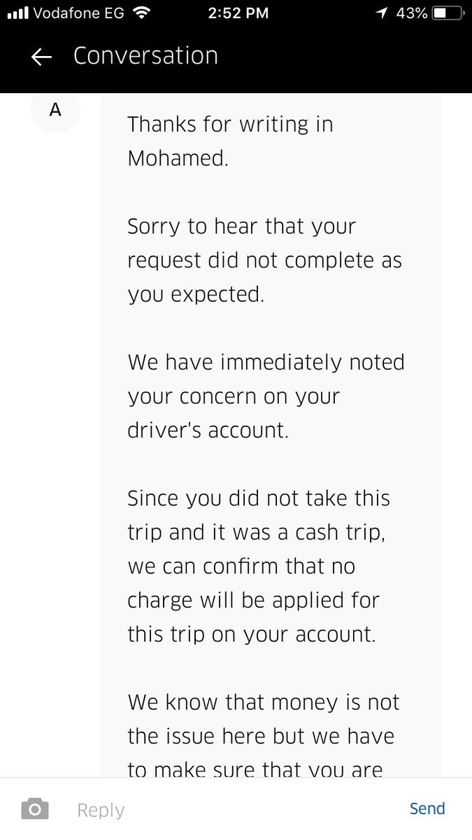 _M_Nasser's tweet photo. @Uber_Support I've met a lot of troubles dealing with @Uber_Egypt customer service, they were dealing totally unprofessionally with such a serious problem https://t.co/f8nsvu5Msl