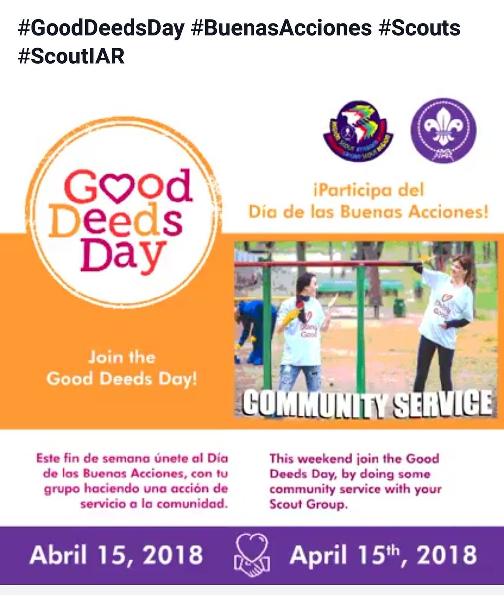 OnlineScouts's tweet photo. #GoodDeedsDay / #BuenasAcciones

Nos unimos y los invitamos a todos los Scouts de todo el mundo a realizar su buena acción, reportarla y compartirla...

Envíanos tus fotos o vídeos de tu actividad para publicarla en nuestras redes...

#ScoutsOnline #ScoutsDelMundo #Visión2023 https://t.co/ETKfgNRtvu