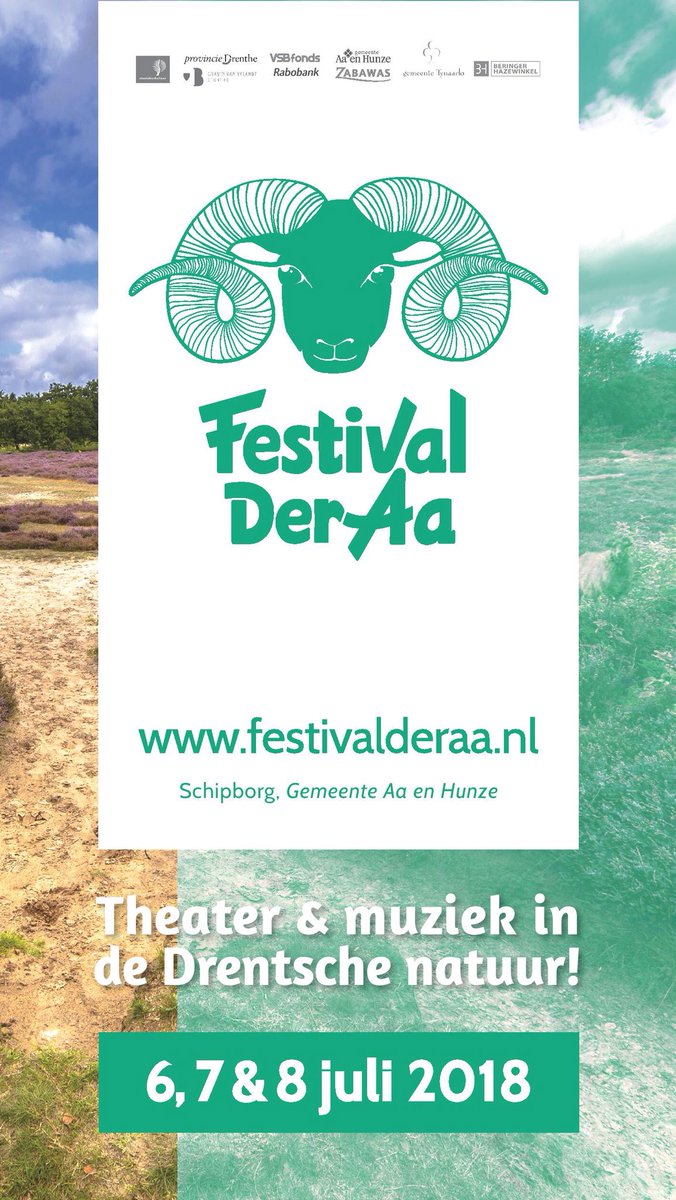 Wij hebben nix tegen vrijdag de dertiende. Integendeel, met trots presenteren wij juist vandaag onze nieuwe FestiValderAa poster! #FVA18 6, 7 &amp; 8 juli. 
Zo groen als gras met een vleugje heide. Wat vinden jullie ervan? 💚