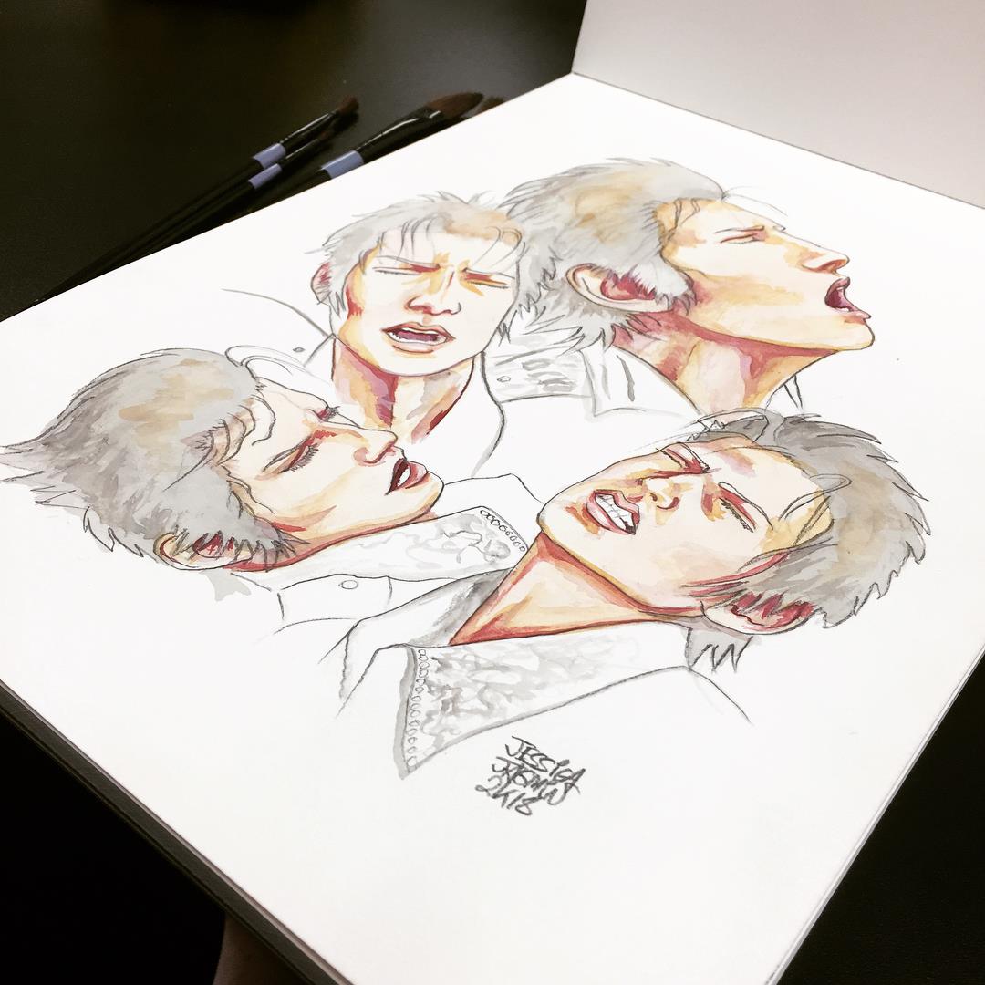 JessJagmin's tweet photo. There are photos from #FFXVWE making the rounds of #Ignis soooo I did a quick thing. Quit stubbing your baby toe already, Iggy, it’s quite unbecoming. #JessJagminDesigns #watercolour #FFXV #Iggasm https://t.co/s71BCYAwLp