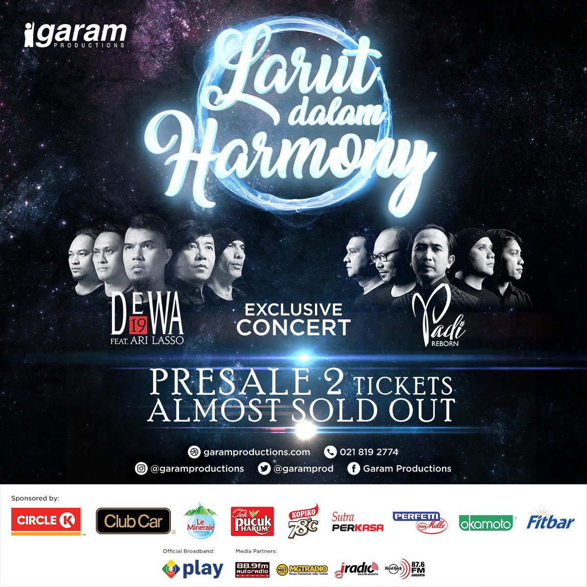 Presale 2 almost sold out guys!!! Yuk cepet order tiketnya sebelum kehabisan di website garamproductions.com 😁
.
#LarutDalamHarmony
#KonserLarutDalamHarmony
#KonserLDH