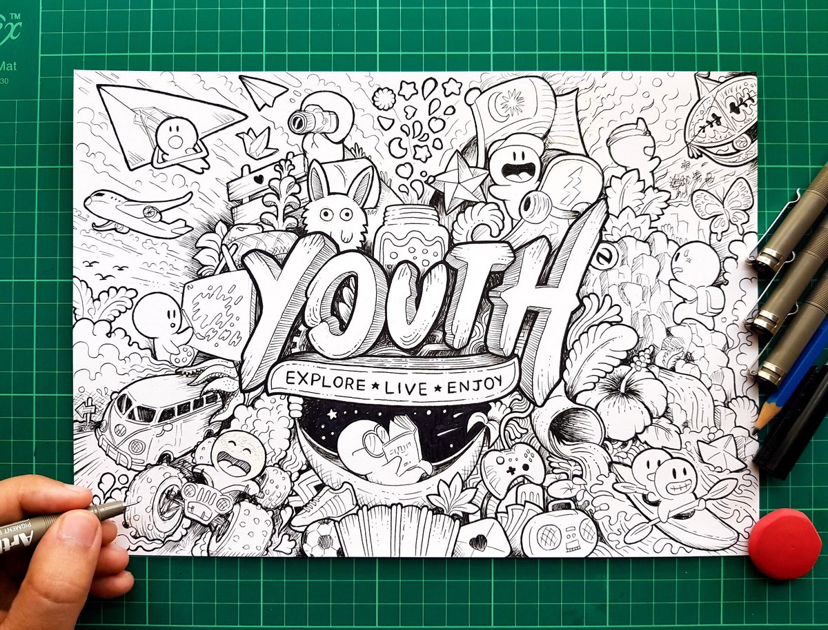 Contoh Lukisan Doodle Art Alley - IMAGESEE