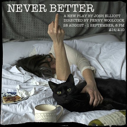 SpaceArtsCentre's tweet photo. Last but IN NO MEANS least #JoshElliott presents @neverbetteruk - a black comedy about a truly awful woman by a thrilling new writing talent. Directed by BAFTANominated #PennyWoolcock (Channel4's 'Ackley Bridge) - this is going to be an awesome show. #spacesummer https://t.co/U0venclWNd