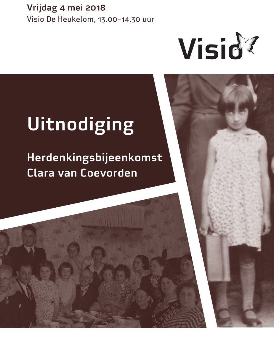SimonetdeVries1's tweet image. Vandaag is het 75 jaar geleden dat Clara van Coevorden vanaf @KonVisio Haren op transport ging naar #Sobibor. 4 mei een herdenkingsbijeenkomst voor dit blinde joodse meisje.