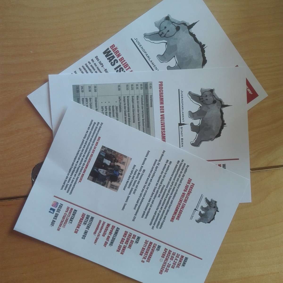 Heute in allen Briefkästen der 14-21 Jährigen in der Stadt Bern.  Wir freuen uns euch an der Vollversammlung am 30.4 um 18.00 im Calvinhaus zu sehen.