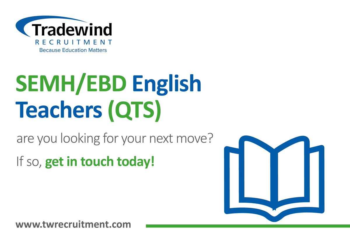 Recruiting for an #English #Teacher for #sen #School in #Nottinghamshire starting in September 2018! #ebd #semh experience ideal. #teachingjobs #schooljobs #schoolvacancies #jobs #tradewindrecruitment #EducationMatters