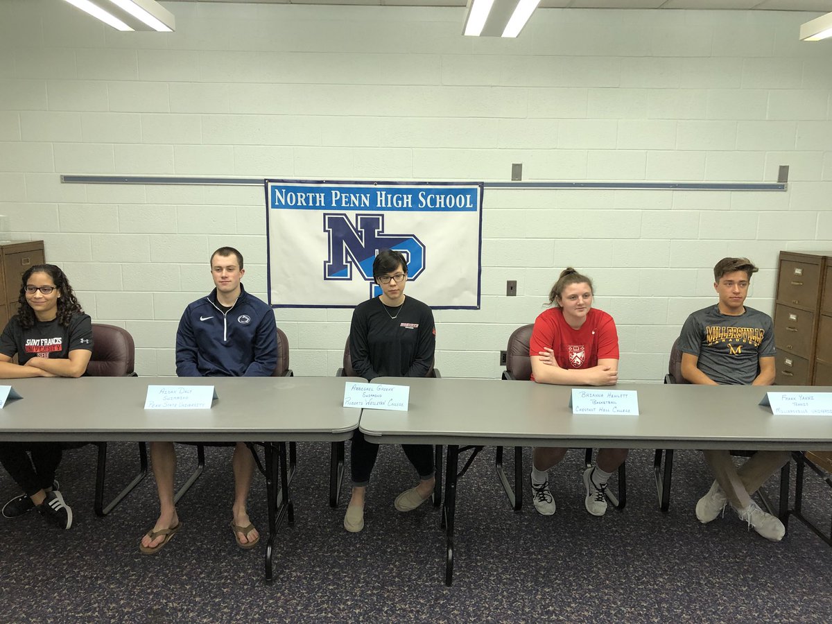 Congratulations to the 5 <a href="/NPennHS/">North Penn High School</a> student athletes signing their National Letters of Intent today. #NPProud #northpenn2018 #NLI