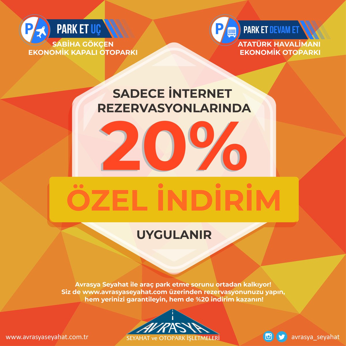 Atatürk havalimanı ve Sabiha Gökçen uçuşlarınıza özel indirimler için lütfen sitemizi ziyaret edin.  
avrasyaseyahat.com.tr
#avrasyaseyahat #otopark #abone #kayit #hizmet #kapaliotopark
#guven #onlineodeme #online #randevu