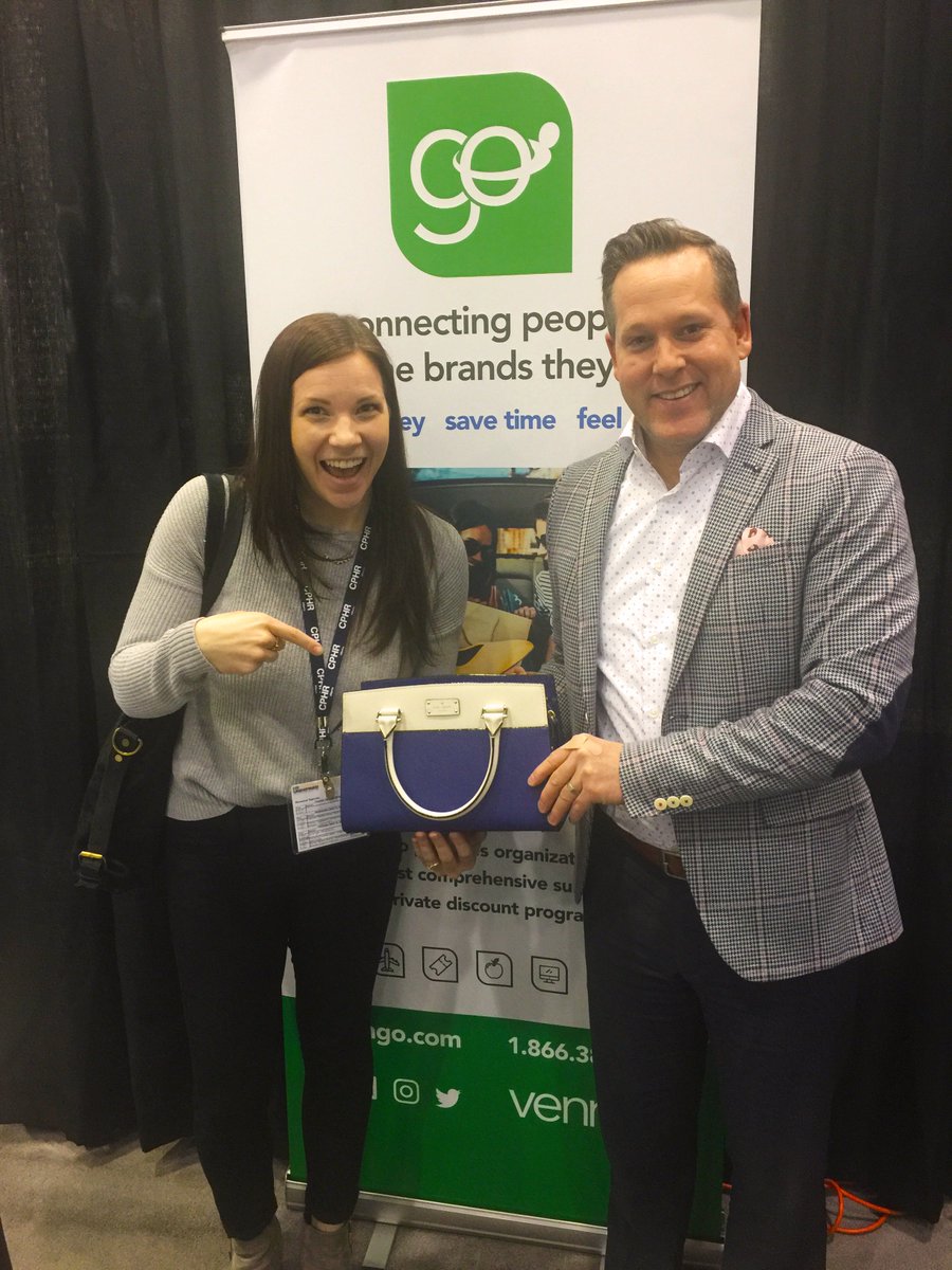 venngo's tweet photo. Congratulations to our @katespadeny bag winner! Thanks for dropping by our booth at @CPHRab. We're always happy to learn more about your business and share with you how we can work together to create happy employees. #HRUndefined #CPHRab18 #YYC https://t.co/9b8MjXwMOa
