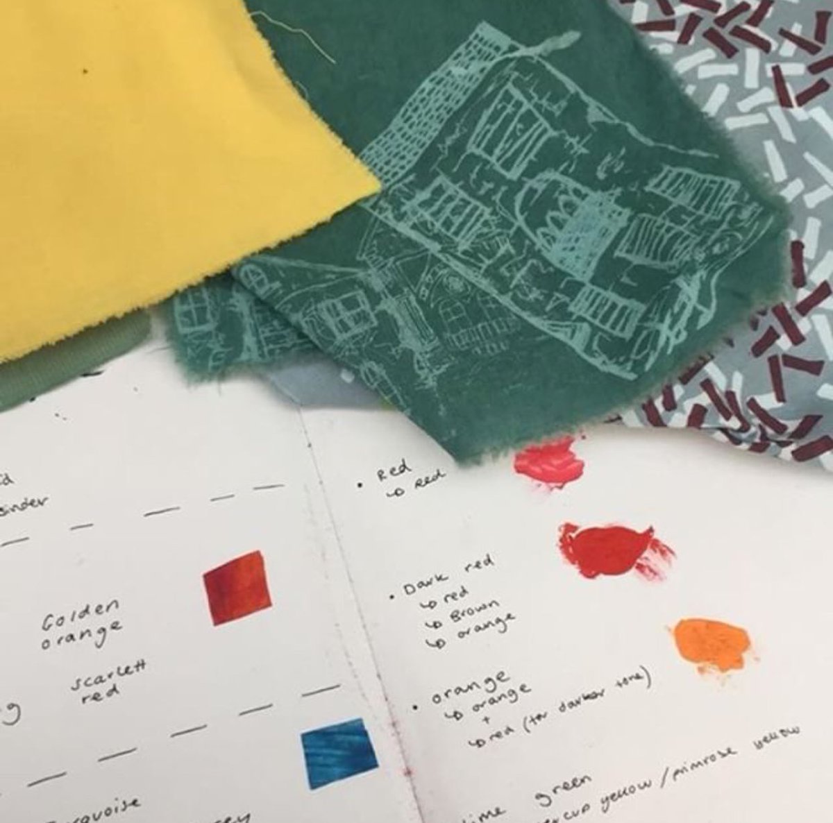 Latest prints from some of our year 3 printers, down in our amazing print room at Brit mill, Kat, Katie &amp; Jess 😊   #print #screenprinting #printroom  #printstudio #printdesigners #students #derbyuni #derbyuniversity