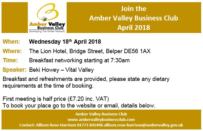 AmberValleyBN's tweet photo. Join us for friendly #networking over breakfast @LionHotelBelper and hear from the #vitalvalley and the support available for #businesses in the #DerwentValley #WorldHeritage site.
https://t.co/JNDPWA7jst https://t.co/QAnWjSVUEi