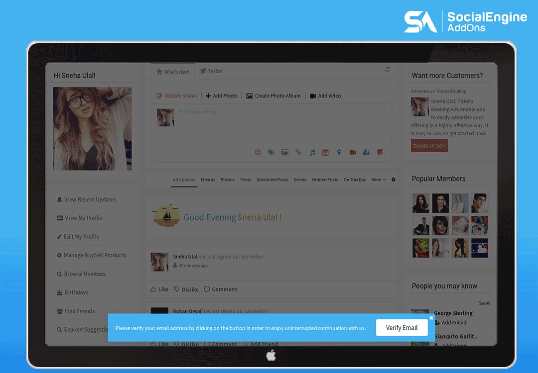 socialappstech's tweet image. Say Goodbye to spammers and get more verified members with #SocialEngineAddOns new “Email ID Verification Reminder Plugin”.
Checkout the demo now: bit.ly/17E5VCU
Read our Blog Post: bit.ly/2EHawET
#SocialEngine #SocialEnginePlugins #EmailVerificationPlugin