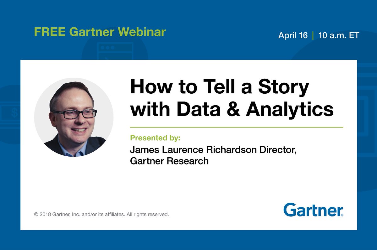 Gartner_inc's tweet photo. Webinar, 4/16, 10 am ET: How to Tell a Story with #Data &amp; #Analytics https://t.co/Fk0HhKHXVd #DA https://t.co/mfcVd4hiAM