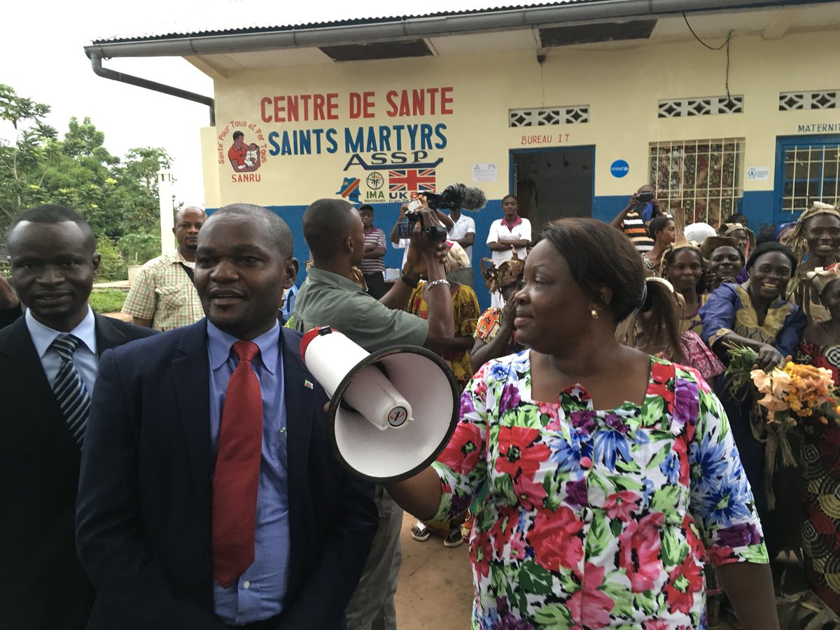 This week IMA welcomed <a href="/hbaldwin/">Harriett Baldwin</a>, the British Minister for Africa, to #DRC. She is pictured here with IMA's Dr. Larry Sthreshley, local officials, staff &amp; community members at a health center in Kananga that IMA renovated &amp; supports thru <a href="/DFID_UK/">DFID</a>'s ASSP project. 📷 <a href="/JohnMurton/">John Murton</a>