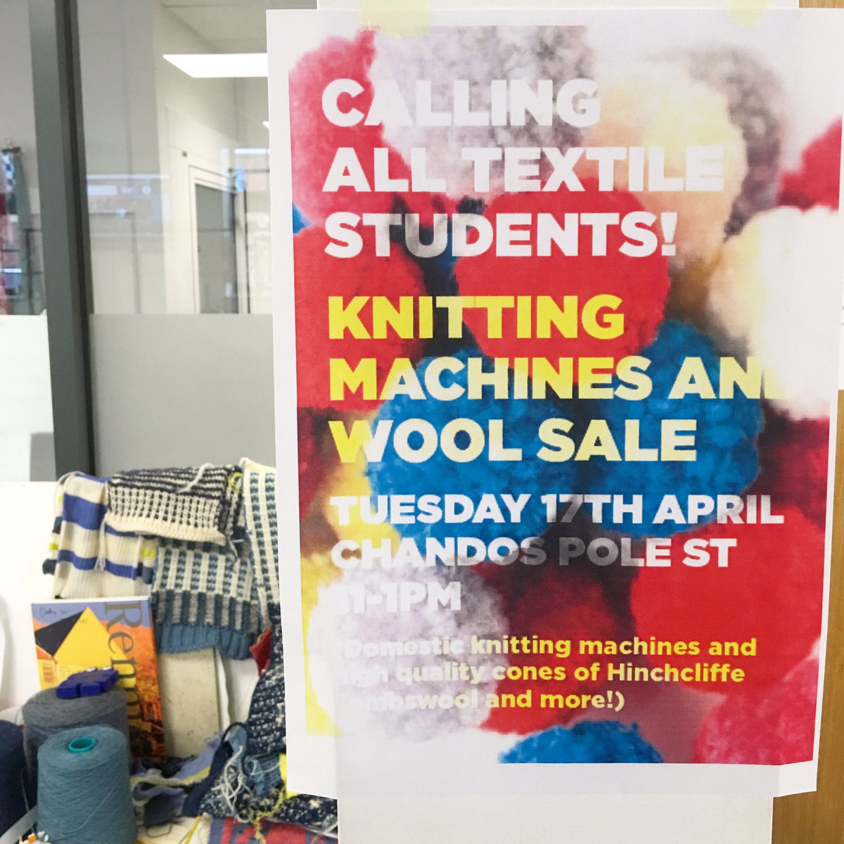 Ooh! Next Tuesday guys! Yarns machines &amp; more 💙 #knitter #knittersofinstagram #textilesstudent #derbyuni #derbyuniversity #knittingmachine #dubiedknitting