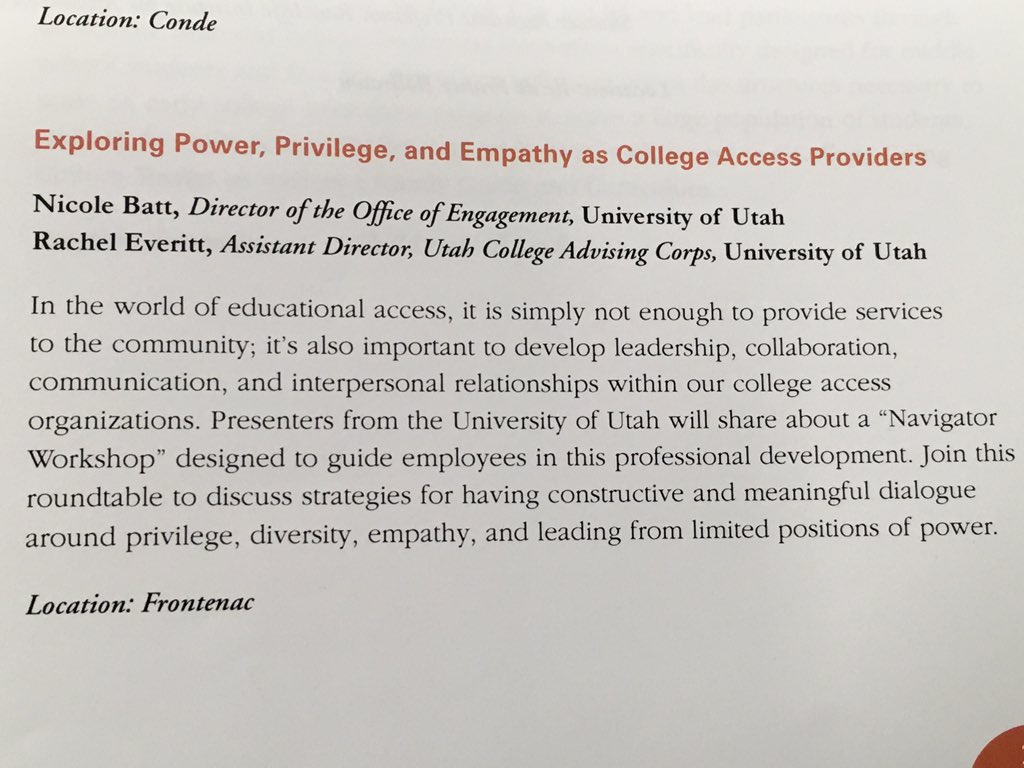 PaulForbesNYC's tweet photo. @cwinkfield 👀 who I met this morning at #NPEA2018...Rachel!! 😊 Clearly good people know good people 👏🏾

Rachel and Nicole from @U_Engage facilitated a wonderful session, "Exploring Power, Privilege, and Empathy as College Access Providers" https://t.co/vCUWQaHvra