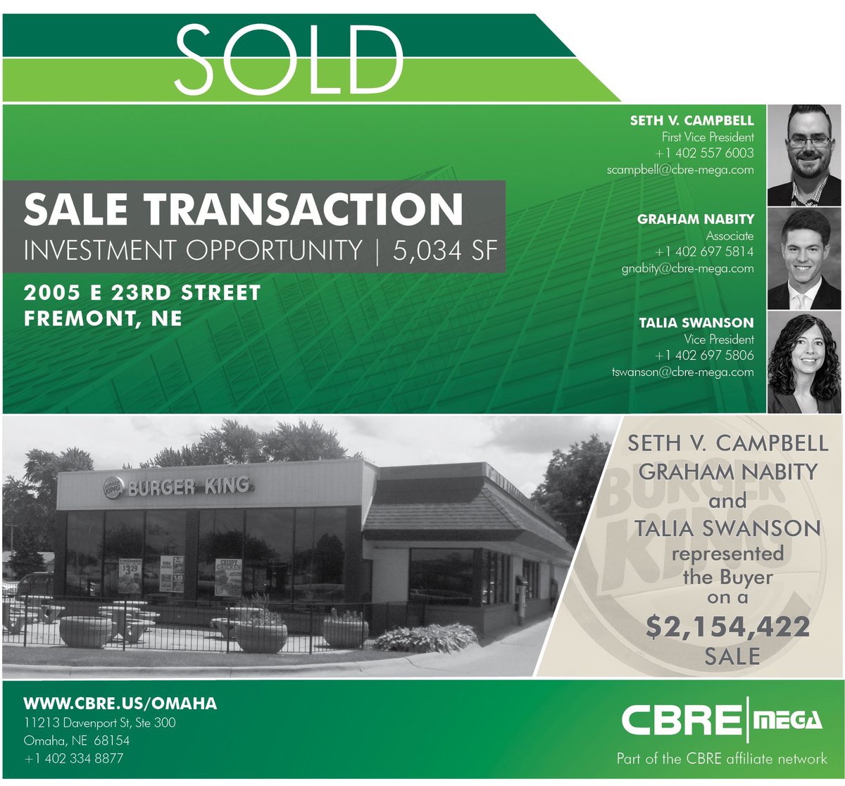 Have any commercial real estate needs? Let’s talk!
@cbreomaha <a href="/SethCampCRE/">Seth V. Campbell</a>