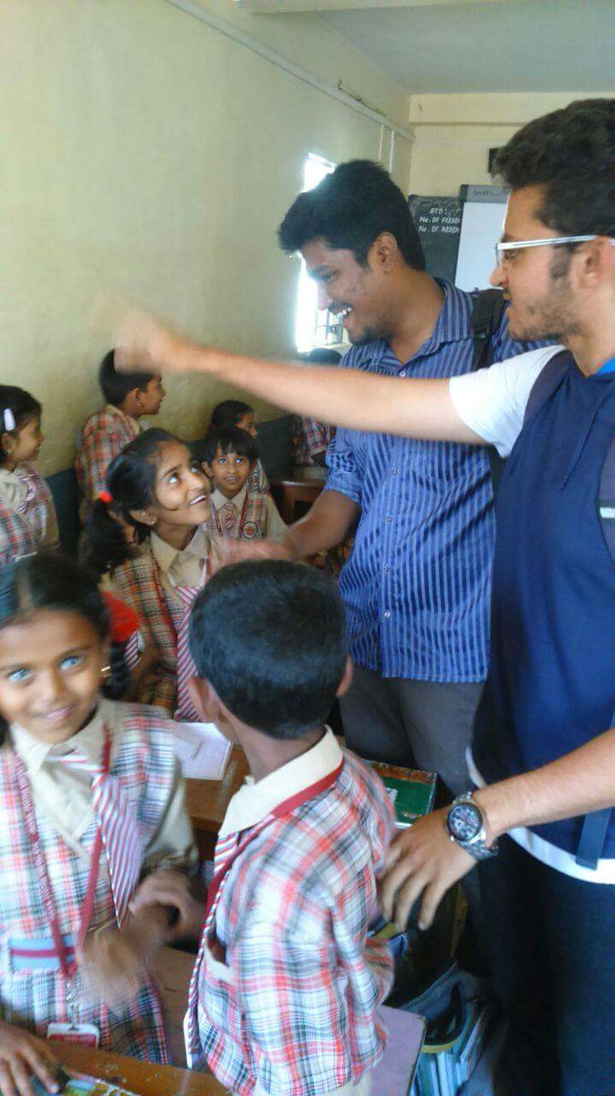 raghava_koushik's tweet photo. @VoiJeansIndia Our blue green team meeting children and telling them how important it is to save our environment! 😁 #Ecostory https://t.co/DeM72jYuwV