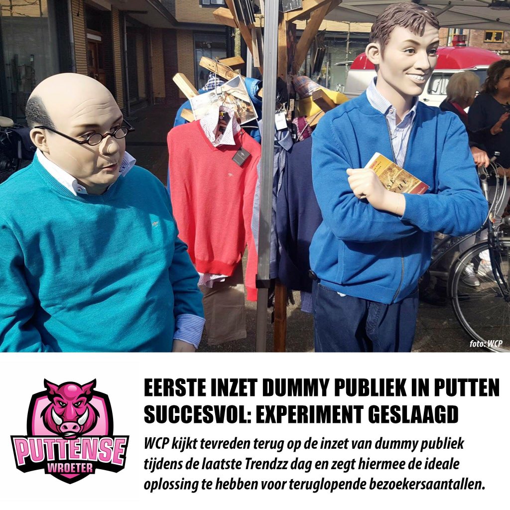 Inzet #dummypubliek blijkt succesvol, #primeur voor Putten, ideale oplossing teruglopende bezoekersaantallen bit.ly/2GXKa7D