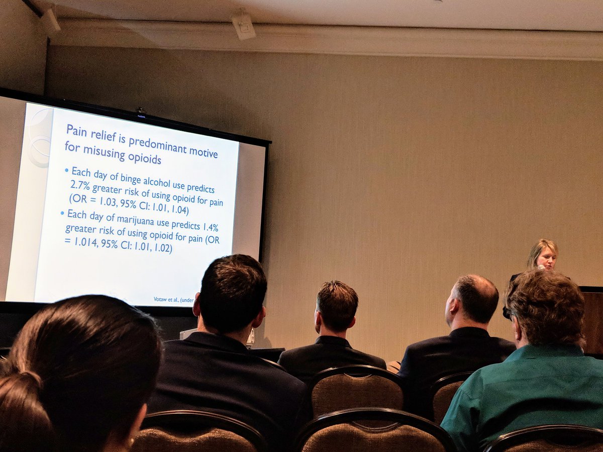 drmiriamc's tweet photo. "Opioid misuse increases risk of alcohol and marijuana misuse" #SBM2018 @BehavioralMed https://t.co/tP51CTqS1L