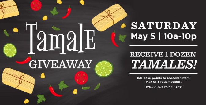 Camel_Rock's tweet photo. A DOZEN TAMALES?! Join us on Saturday, May 5th for a tamale giveaway! https://t.co/yS6eyIkyTe
