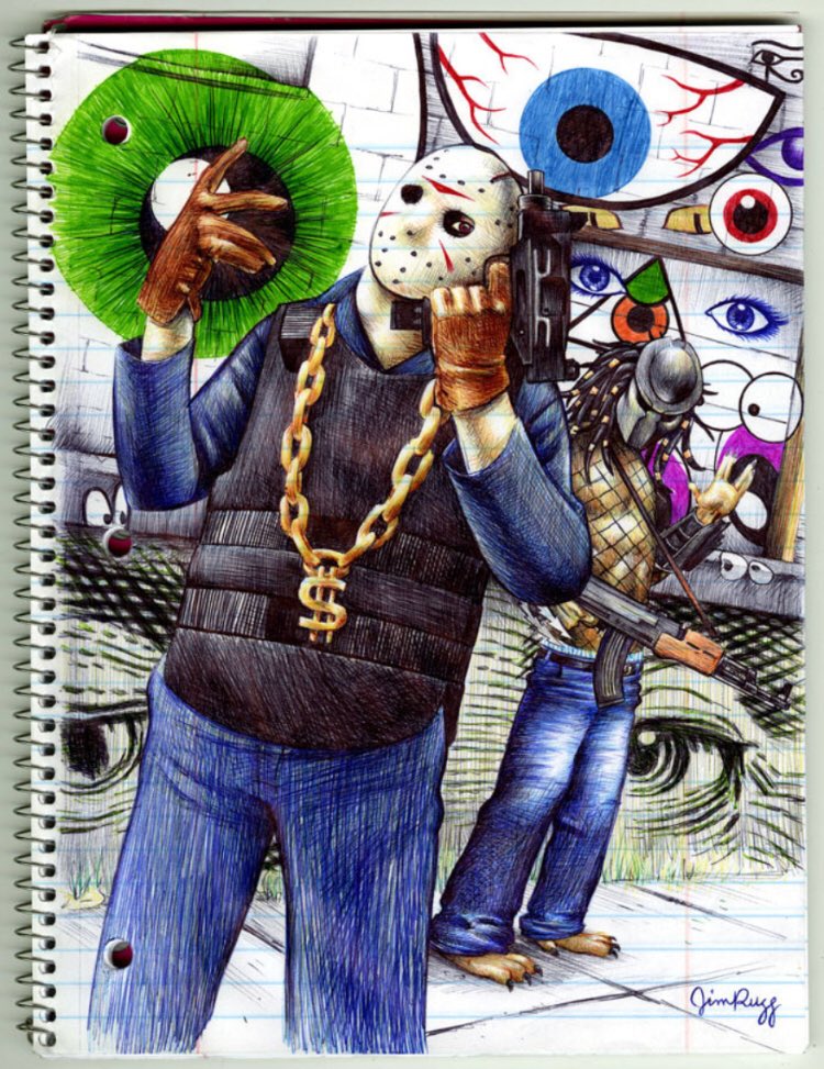 jimruggart's tweet photo. Happy Friday the 13th
.
#ballpointpen #fridaythe13th #jasonvoorhees #notebookdrawing #predator https://t.co/4q1EVLQi56