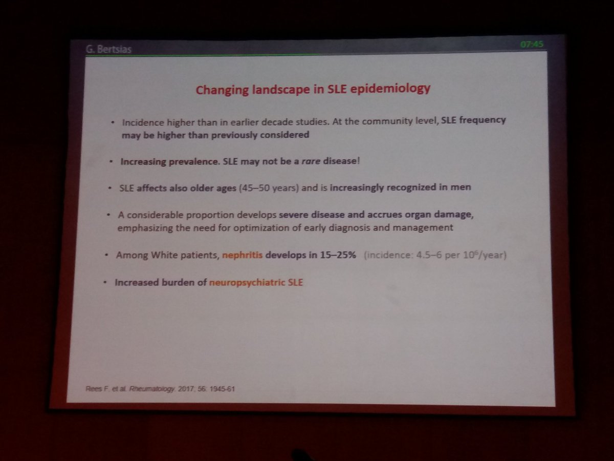 #SLE and related syndromes session has just started. @george_bertsias on epidemiology, nutritional aspects and environmental factors of SLE. Chairs: Prof. D. Boumpas, Prof. M. Mosca
#MCR2018