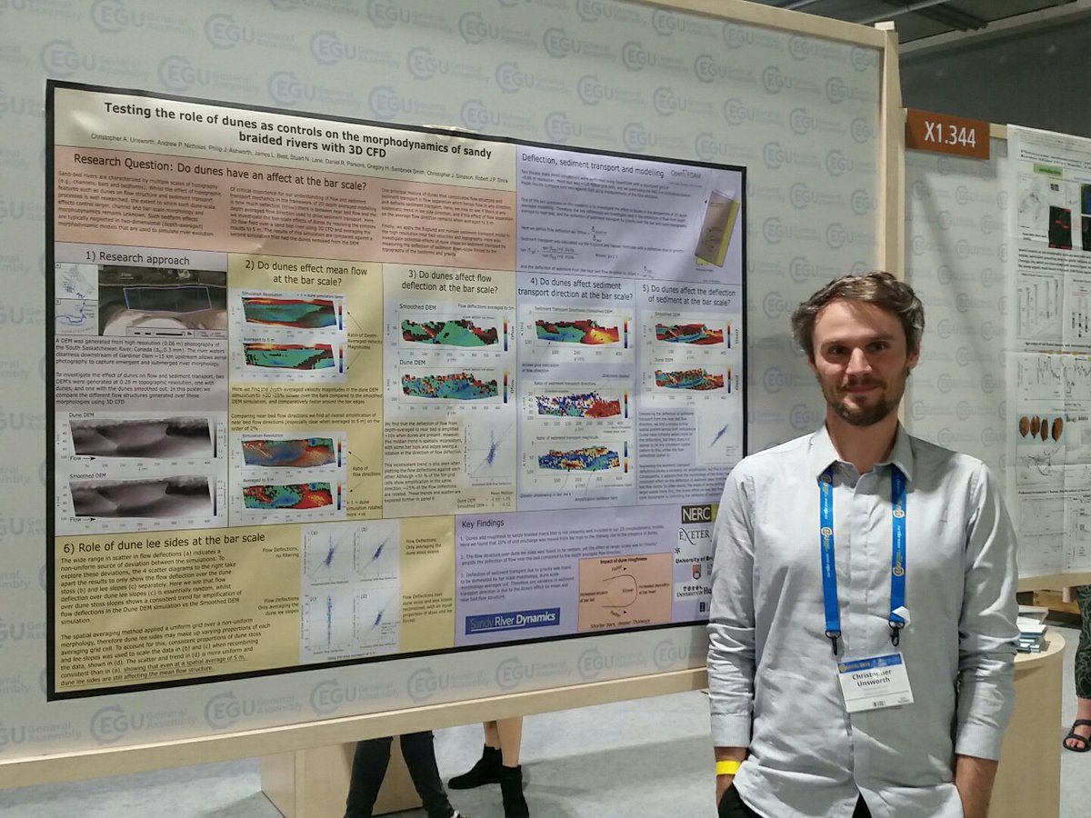 .@UnsteadyRiver ready and waiting to discuss his work on the role of bedforms on sandy river morphodynamics with @RioParana @KHwave @bedform @StrickRobert  @TIFZColumbia #EGU18