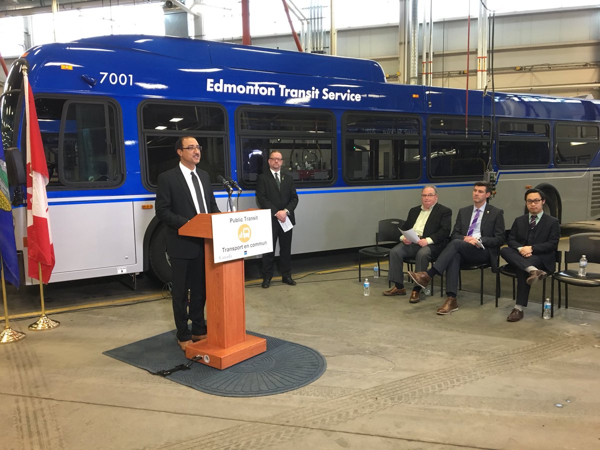 Achat de 40 autobus électriques pour la Ville d'Edmonton, au coût de 43 millions $. Coût partagé par le fédéral, la province et la Ville. #rcab