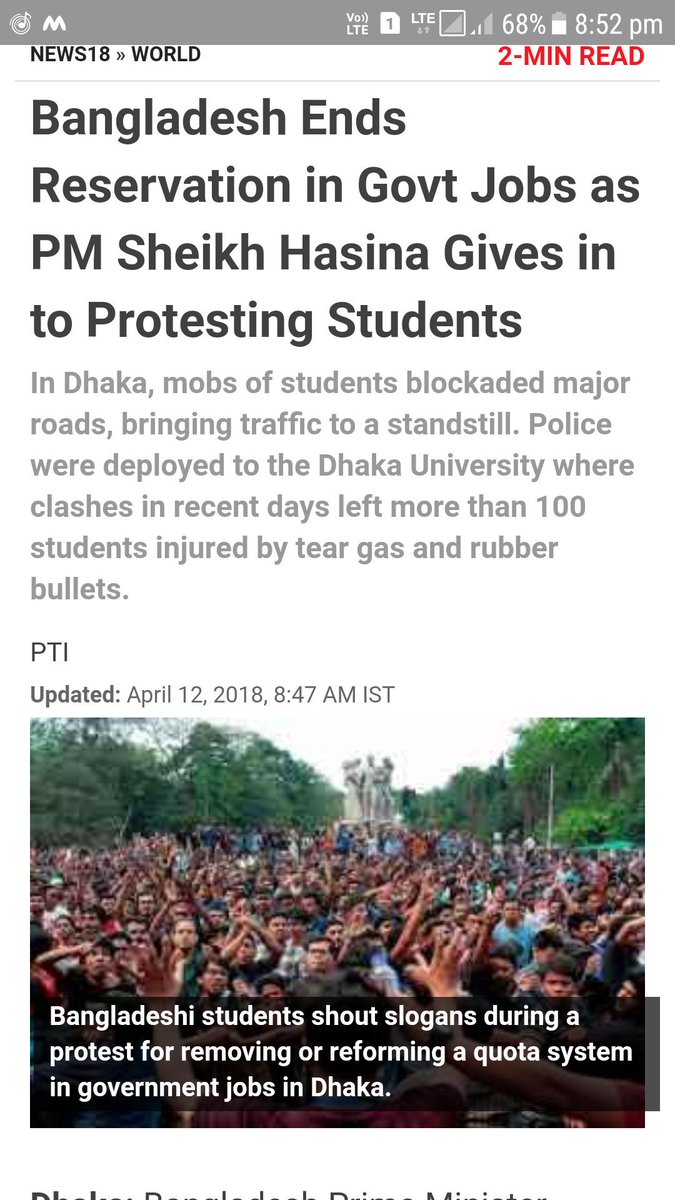 RisingIndia143's tweet photo. Hats off ...it needs courage #PMBangladesh #EndOfReservation ...hope 2 have it in india soon, let the merit excel...we can gv financial aid to socially backward people...its high time @PMOIndia @narendramodi @MamataOfficial @Naveen_Odisha @RahulGandhi @republic @TimesNow https://t.co/0dEuYcnqiN