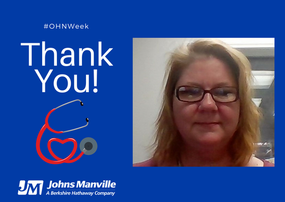 JohnsManville's tweet image. #shoutout to Michele, OHN at our Winder, Ga. facility! We are so appreciative of everything you do! #OHNWeek #WeAreJM #ThankANurse