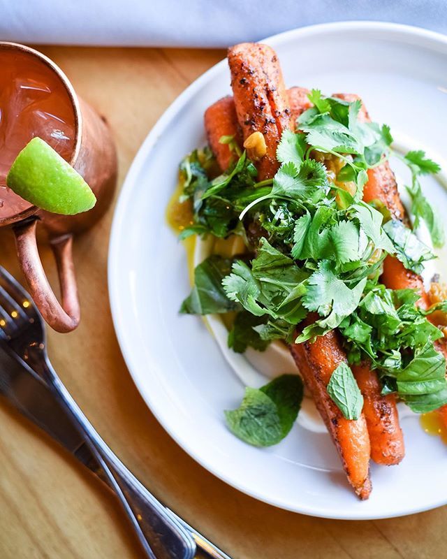 CardinalSpirits's tweet photo. New spring dinner menu starts today, feat. the carrots of your dreams: roasted with @la_boite Ararat spices, showered with herbs and golden raisins, with a little yogurt to bring it all together. Share them with the table ... orrrr not. 🥕 #distillery #f52grams #saveur #midwe… https://t.co/6ua2iLSDGU