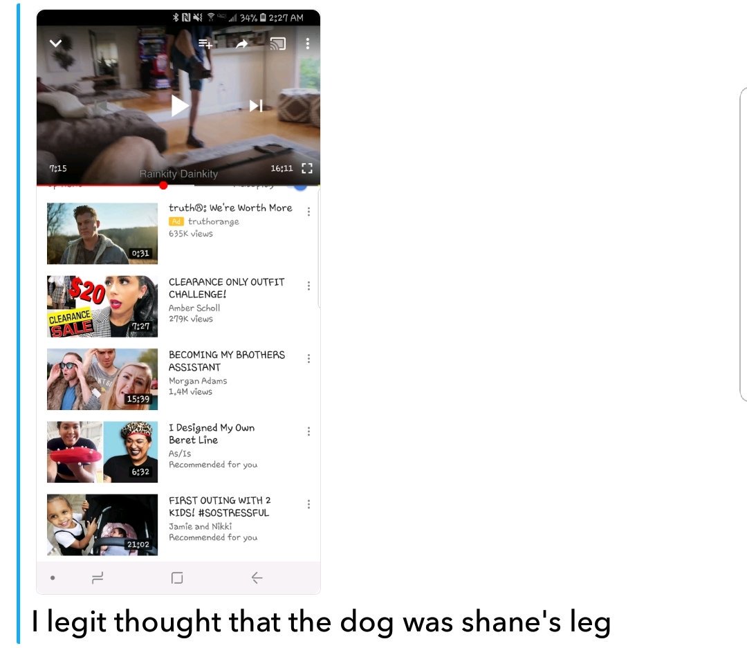 My sister thought Uno was <a href="/shanedawson/">Shane Dawson</a> leg.