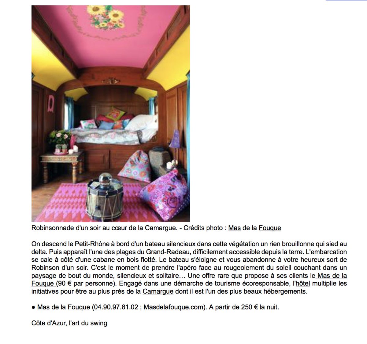 3 hôtels H8 Collection à l'honneur dans Le Figaro Magazine dans ce numéro spécial escapades du printemps ! 😀
Un grand merci à Le Figaro !

- Le Figaro - 13 Avril 2018 -

// Le Vieux Castillon - La Maison d'Uzès - Le Mas de la Fouque //