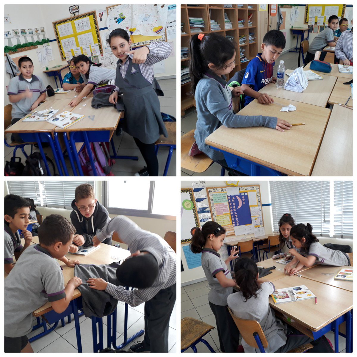 Grade 4 students discovered the electric charges around them in their own way #staticelectricity @DawhaHighSchool