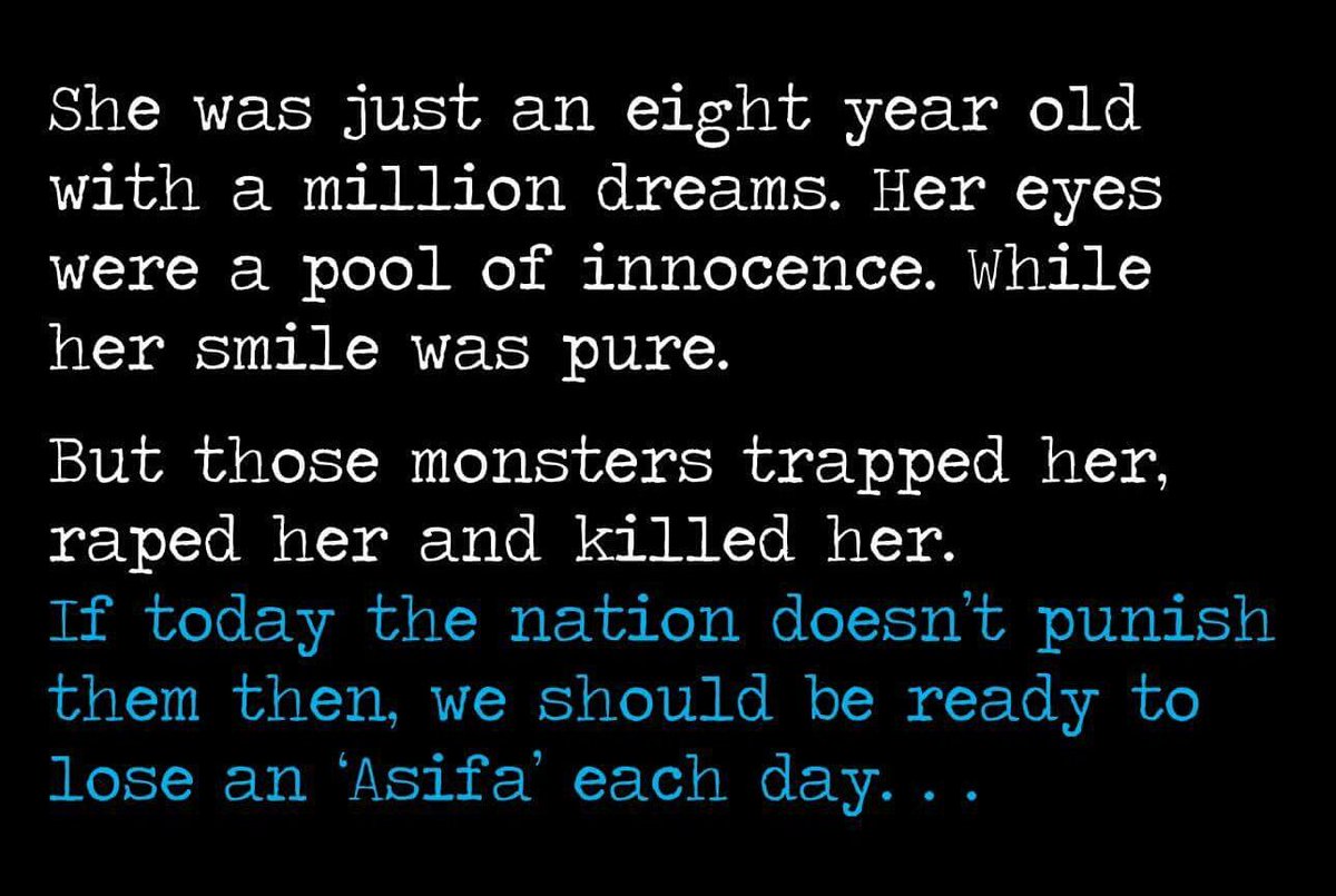 siva_X_tweets's tweet photo. #Asifa #JusticeforAsifa #WorstRuling #UnSafeCountry #Women #Bastards #ShootThem https://t.co/CEmmysVKez