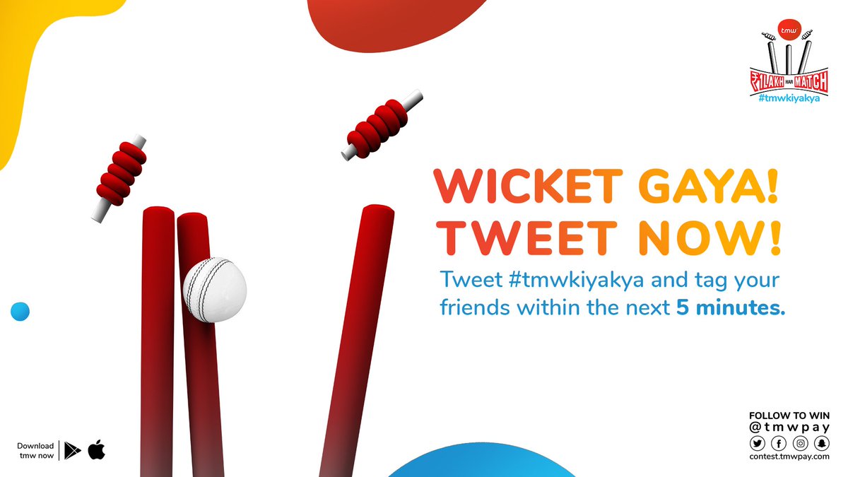☝🏻 And down goes the 7th wicket! You have 5️⃣ minutes to tweet #tmwkiyakya and tag as many friends as you can! 

#T20 #Contest #PlayNow